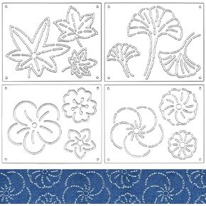 BENECREAT 4Pcs Acrylic Sashiko Stencil, Square Geometric Dotted Hexagonal Pattern Embroidery Tool Drawing Line Template for Hand Quilting and Embroidery, 3mm Thick