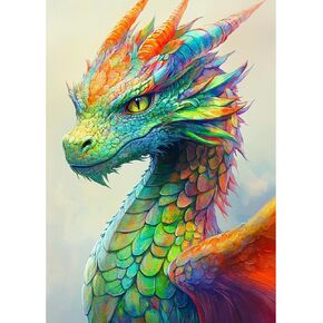 MXJSUA Dragon Dragon Diamond Painting Kits للبالغين ، مجموعات فنية Dragon Dragon Dragon 5D للمبتدئين ، مجموعات طلاء الكريستال الكريستال الكاملة DIY لتديين الجدار المنزلي 12x16 بوصة