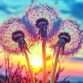 MXJSUA Dreamy Dandelions DIY Diamond Painting by Number Kits للبالغين ، 5D Drill Drill Diamond Gem Art Art Picture Kits Craft for Home Wall Decor