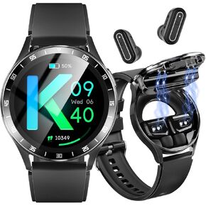 Smart Watches with Earbuds for Women, 1.27" Fitness Tracker Smartwatch for iPhone/Android Compatible(2 Watch Bands), Waterproof Watch Fitness Watches with Earbuds, Sleep/Heart Rate/Female Cycle, Gold