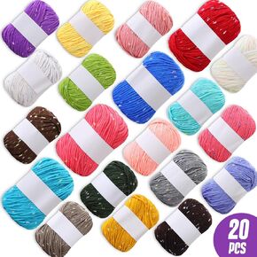 Timgle 20 Skeins Crochet Yarn Bulk 2187 Yards acrylic soft yarn for knitting 20 × 50G مجموعة كروشيهية متنوعة للبالغين ،