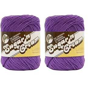 Lily Sugar 'n Cream The Pritical Solid Fyn ، 2.5 أوقية ، مقياس 4 متوسطة ، قطن 100 ٪ - الأرجواني - غسل الآلة والجفاف (حزمة 2)