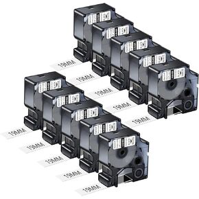 NineLeaf 10 Pack Compatible for Dymo Rhino 18488 Black on White Flexible Nylon 12mm 1/2'' Label Tape Replacement with Industrial Rhino Pro 1000 3000 5200 4200 Label Makers in Kuwait
