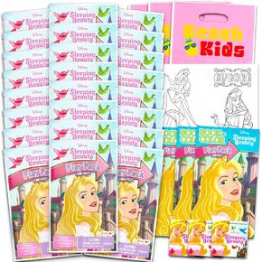 مجموعة ديزني سليايز بيوت ميني الحفلات مجموعة للأطفال - حزمة مع 24 Mini Aurora Grab N Go Play Packs مع صفحات التلوين والملصقات والمزيد (لوازم حفلة عيد ميلاد Sleeping Beauty)
