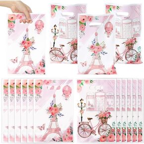 حفلة باريس تفضيل الحقائب 50pcs الزهور الوردي باريس جودي الحلوى معالجة الهدايا ، والمناظر الطبيعية في المدينة ديكورات الحفلات للأطفال