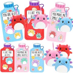 هدايا عيد الحب الشرقية Cherry Day for Kids - 24 Pack Axolotl Plush Toys Chiefs مع بطاقات هدايا عيد الحب للأولاد الصغار الصغار الصغار الفصول الدراسية.
