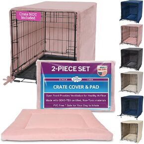 Pet Dreams Dog Crate Cover & Mat- Breathable Non-Toxic Kennel Topper for Single-Door Crates, Fits iCrate Dog Cages 18, 24, 30, 36, 42, 48 Inches (Pink, Large, 36“)
