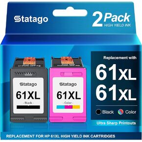 Compatible 61XL Ink Cartridge Replacement for HP Envy 4500 5530 5534 4502 Officejet 4630 4635 DeskJet 1000 1010 2540 3000 3510, Black, Tri-color, 2-Pack