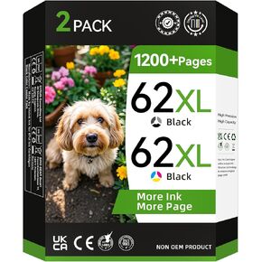 62XL Ink Cartridges Black and Color Compatible for HP Ink 62 for HP 62XL Ink Cartridge Combo Pack Fit for Envy 7640 5660 5540 7645 5661 for OfficeJet 250 200 258 for OfficeJet 5740 5745 8040 Printer