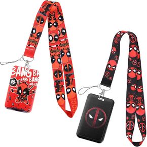 فيلم Action Black Lanyard مع حامل الهوية （2 Pack） لمحفظة سلسلة المفاتيح. فيلم إكسسوارات لطيف ديكور الهدايا Merch Party Supplies شارة بطاقة المفاتيح شارة تخزين الحشو للمراهقين معلم