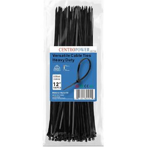 Heavy Duty 8 inch Black Zip Ties - 500 Pack - 40lbs Tensile Strength - Cable Ties Outdoor Premium Plastic Self-Locking Black Nylon Wire Ties by CENTROPOWER in Saudi Arabia