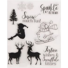 Arbuya Snowman Elf Deer Elk Snowflakes Christmas Tree Clear Stamps for Card Making Decoration and DIY Scrapbooking
