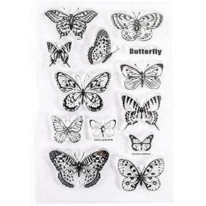Arbuya Different Butterfly Flowers Butterflies Clear Stamp Rubber Clear Stamp/Seal Scrapbook/Photo Album Decorative Card Making Clear Stamps