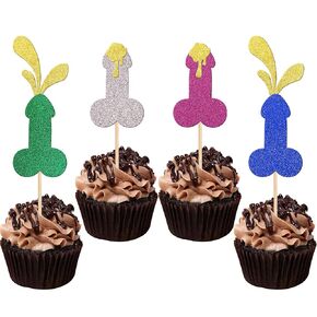ZHUOWEISM 24 PCS Bachelor Party Cupcake Toppers with Hat Beard Glitter Bachelorette Cupcake Picks Hen Funny Party Cake Decorations for Wedding Bridal Shower Birthday Bachelorette Party Supplies Pink
