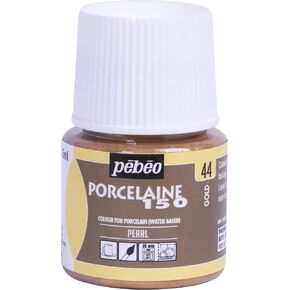 Pebeo Porcelaine 150 Ceramic Paint - Water-Based High-Gloss Color Paints for Porcelain, Premium Art Supplies, Non-toxic & Heat-Safe, 45 ml Bottle, Gold