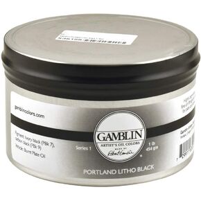Gamblin Portland Litho Black ، لون الطباعة الحجرية على مستوى الفنان ، علبة 1 رطل (L3001)