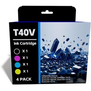 T40V Remanufactured Ink Cartridges Replacement for T40V120 T40V220 T40V320 T40V420 Ultrachrome XD2 Compatible for T40W Ink SureColor SC T5170 T3170 T2170 Printer (BCMY, 4-Pack)