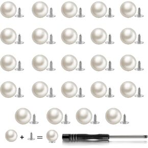 JIEYAO 24 Sets Pearl Button, No Sew Brooch Button Pearl Pins Reusable Decorative Pearl Pins Buttons for Women Shirt Dress Sweaters Shawl Decorations DIY Crafts(12mm)