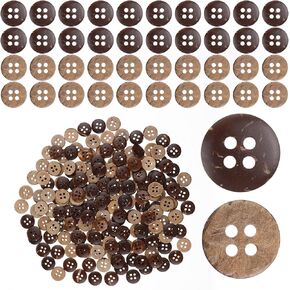 200 PCS أزرار جوز الهند قذيفة 1/2 بوصة (12.5 مم) الحجم الصغير 4 ثقوب أزرار جوز الهند الزخرفة المصنوعة يدويًا لخياطة القميص أو الحرف اليدوية الخشبية.