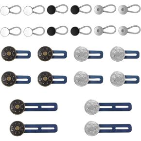 24 جهاز كمبيوتر سراويل بوتشندر ، زر Lyflux 12 PCS الزر محدد سيليكون موسع للسيليكون و 12 PCS ذوي الياقات الزراعية لزر الربيع للنساء جينز جينز يطاقات الترابطات