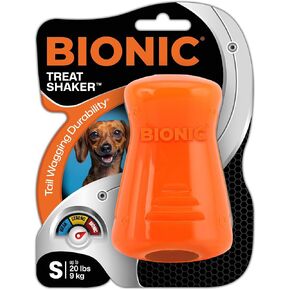 لعبة Bionic Treat Shaker Dog Toy ، لعبة مضغ الكلاب التفاعلية الصغيرة التي تقف إلى أصعب المضغ ، للكلاب التي تصل إلى 20 رطلاً. (9 كجم)