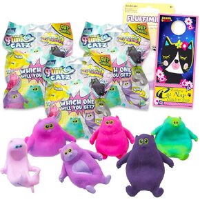 Funkee Catz Squishy Toy Mystery Pack - Funkee Catz Blind Back Backle with 3 Cat Figure Figure Loved Leaff Leaft Facs Plus Plus fraphers | قطة اسفنجي شخصية للأطفال