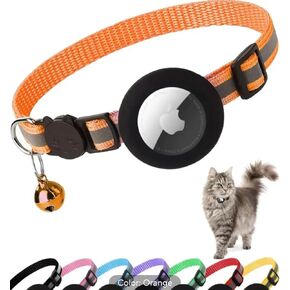 طوق القطة Airtag Cat Tweten عاكسة مع حامل علامة Apple Air و Bell for Girl Boy Cats Breakaway Lightweight (Pink)