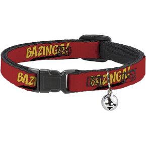 طوق القط الانفصالي Bazinga Red Gold Black 8 إلى 12 بوصة 0.5 بوصة