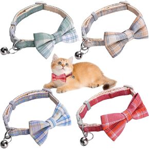 4 PCS CAT CAT PROMAWER CAT CAT مع أجراس قابلة للتعديل من القطن القابل للتعديل من طوق البوتي بوتي بويت طوقا طوق السلامة بلط