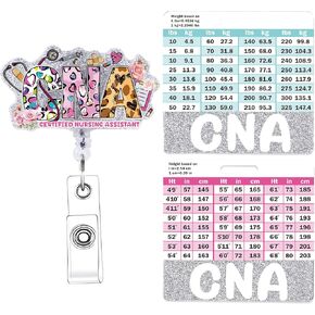 CNA شارة بكرة قابلة للسحب مع بطاقة شارة الأصدقاء - حامل شارة ممرضة بريق مع مقطع هوية لعلامة اسم التمريض ، الطالب ، العمل المكتبي - هدايا يوم الممرضة in Kuwait