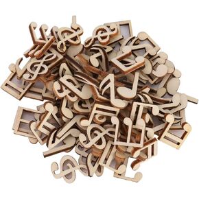 100 Pcs Wooden Music Note Cutouts, Unfinished Wood Pieces for Decorations, DIY Supplies
