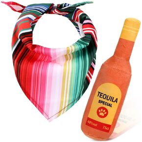 Weewooday Cinco de Mayo Dog Bandana Fiesta Bandana و Mexican Tequila Plush Toy Funny