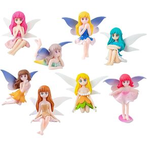 8 PCS Tinkerbell Figure Cake Topper Doll Doll Toys Decorations Miniature Princess Fairies التماثيل الجنية ملحقات ملاكة ملاك الحلي ديكور في الهواء الطلق هدايا عيد ميلاد للبنات