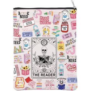 The Reader Book Sleeve Tarot Card Reader Inspired Book Cover Bookish Gift Book Lovers Gift Reading Gift Gothic Romance Gift Skeleton Zipper Pouch(The Reader-BS)