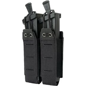 Double 9mm Pistol Mag Pouches MOLLE Magazine Holder Utility Holster Pouch with Elastic Side Anti Slip Loop Panel