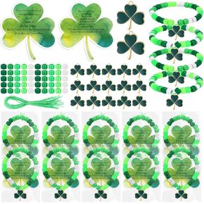 Viorawhite 20 Christian St. Patrick's Beads Beads Crafts for Jewelry Making Irish Bead Kit Diy Lucky Shamrock Charms Holy Trinity Airish Bessing Gift Card for Church Denical Party Favors