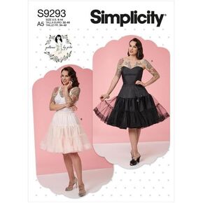 Simplicity Misses' Full Slip and Petticoat Packet, Code 9293 Sewing Pattern, Sizes 14-22, White