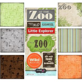 Scrapbook Customs 17570 Themed Paper & Stickers Scrapbook Kit, Zoo