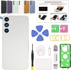 GREEN FUSION Compatible with Galaxy S23 FE Back Cover Replacement, S23 FE 5G SM-S711 Back Glass Door with Pre-Installed Camera Lens, Repair Tools & Instruction, Tangerine