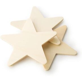 4" Wooden Star, Natural Unfinished Wooden Star Cutout Shape (4 Inch) | 10 Pack
