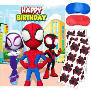زخارف عيد ميلاد Spidey ، ألعاب الحفلات Spidey للفتيات ، ملصقات كبيرة 24 مساءً لمستلزمات حفلة عيد ميلاد Spidey