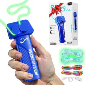 Glow in The Dark String Rope Launcher ,Hand Held Novelty Fun String Shooter , Rope Launcher Fidget Toy,a Lasso Game String Shooter Toy, Party Birthday Gifts for Children Aged 3-14 (Black)