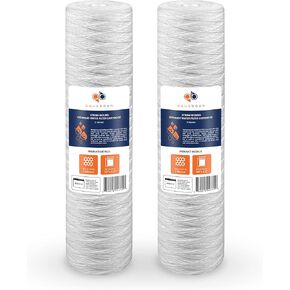 Aquaboon 5 Micron 20"x4.5" String Wound Sediment Water Filter Cartridge | Whole House Sediment Filtration | Compatible with PC40-20, WP1BB20P, 355222-45, WPP-45200-01, WPP-45200-01, 84650, 2-Pack