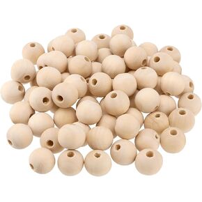 SOUJAP 300PCS 25mm Wooden Beads, Unfinished Spacer Wood Beads, Round Large Loose Wood Beads for Craft, DIY
