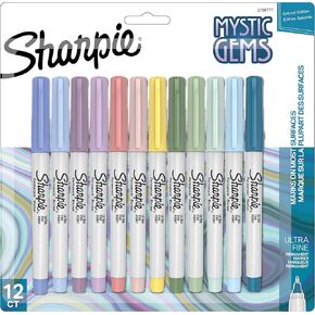 SHARPIE Permanent Markers, Mystic Gem Special Edition, Ultra Fine Point, Assorted Colors, 12 Count