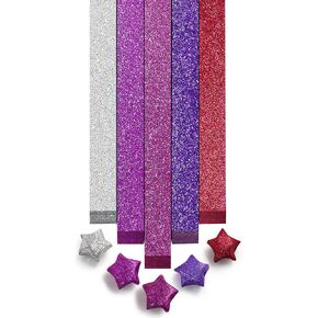FODAU770 GLITTER Star Paper Strips ، 360 ورقة اوريغامي ستار ورقة للفنون الفنية هدية DIY مشروع - سلسلة أرجوانية
