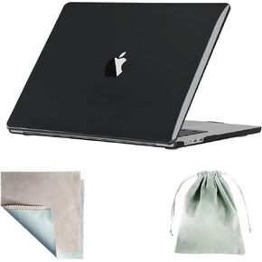 متوافق مع MacBook Air 15 Ing Case 2025 2024 2023 إطلاق M3 A3114 M2 A2941 M4 A3241 ، قشرة الصلابة البلاستيكية وقطعة قماش تنظيف الشاشة والماوس حقيبة تخزين للهواء 15.3 بوصة (أسود كريستال)