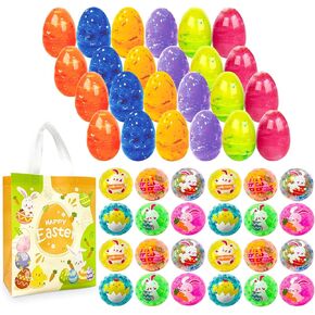 24pcs بيض الرخام في عيد الفصح مع كرات الإجهاد المملوءة ، 1 مساءً أكياس غير منسوجة لصالح حفل ​​عيد الفصح ، وإمدادات صيد بيض عيد الفصح ، وسلة حشو/مواد حشو ، وجائزة الفصول الدراسية ،