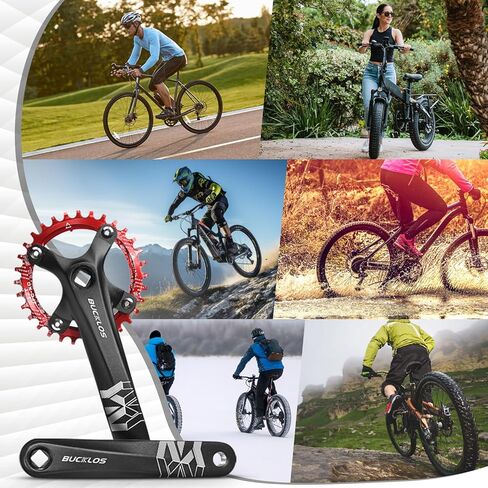 BUCKLOS MTB دراجة جبلية ذات سرعة واحدة مربعة الشكل - 170 مم مجموعة كرنك دراجة مع 104BCD 32/34/36/38/40/42T سلسلة دائرية/بيضاوية مناسبة لدراجة Ebike/ركاب in Kuwait
