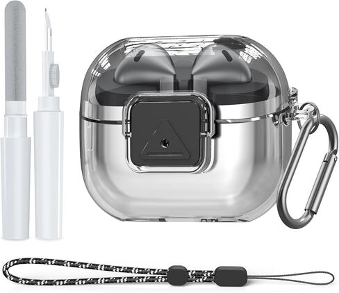 for Samsung Galaxy Buds 3 Pro Case/Galaxy Buds 3 Case with Secure Lock Clip, Flexible TPU Clear Case for Galaxy Buds Pro 3 Shockproof Protective Cover with Cleaner Kit&Carabiner&Lanyard (Clear Purple) in Kuwait
